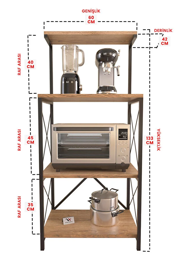 Mutfak Bangosu Çok Amaçlı Organizer Dolap – Ahşap